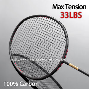 Professional Shock Absorption Max Tension 33LBS Full Carbon Fiber Badminton Rackets With Bags Strings Ultralight 4U 82G Racquet2026