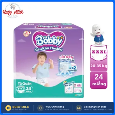 Bỉm tã quần Bobby size XXXL24 miếng (Cho bé 20-35kg)