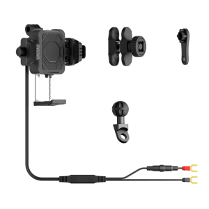 Shockproof Motorcycle Phone Holder Stand 15W Wireless Charging USB C Port Anti Theft Lock Vibration Dampener Waterproof