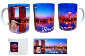 * 1 PC MUG WITH BOX * Singapore Mugs Souvenir 11oz with box