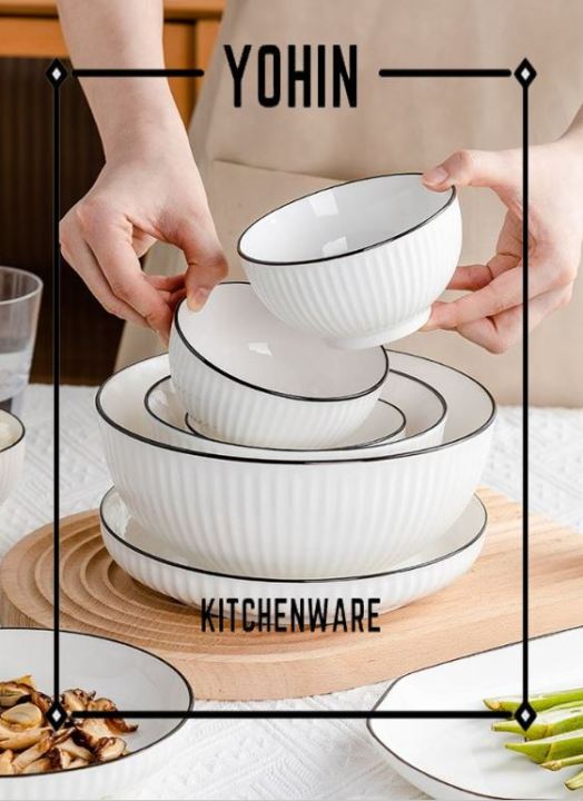 Microwavable Nordic Style Ceramic Series Bowl Rice Bowl Soup Bowl Plate ...