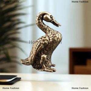 [COD] Home Fashion Vintage Howling Duck Ornament Solid Copper Figurines Feng Shui Collection Statue Desktop Tea Pet Home Decor