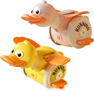 Đồ chơi chó hình vịt bò đồ chơi chó hình vịt nhảy múa tương tác có nhạc và đèn đồ chơi vịt tự động bò xoay 360 độ dành cho chó con/chó nhỏ/chó trung bình (Màu vàng)