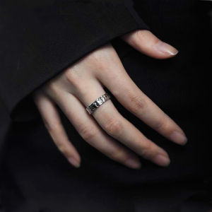 ZEMME Hammered Silver Ring Adjustable Men Ring Casual Texture Design Fashion Cincin Lelaki