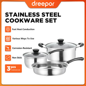 Dreepor Non Stick Cookware Set Soup Pans Non Stick Pot Set 3 In 1 Non Stick Pan Non Stick Wok Set