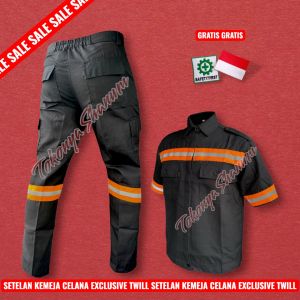 KATELPAK SETELAN WEARPACK WERPAK BAJU KEMEJA SAFETY LENGAN PENDEK SCITCHLITE ORANGE