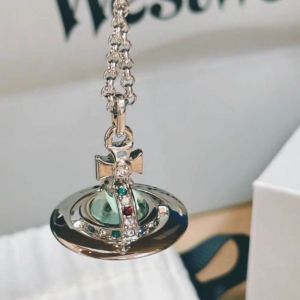 Fashion Jewelry Saturn Necklace Diamond Planet Necklace Glass Ball Collarbone Necklace For Girl