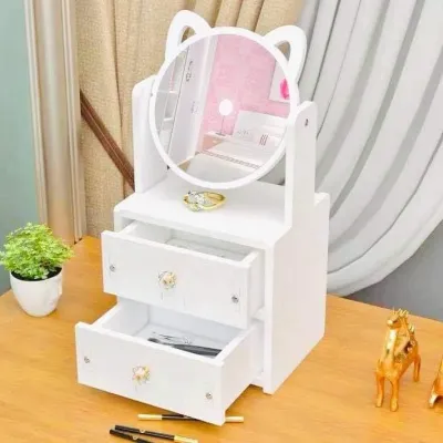 S9 Cat Mini Double Storage drawer type mirror dressing table DIY Decoration Wooden Drawer with Mirror