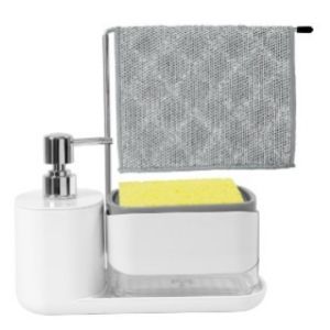 4-in-1 Kitchen Soap Dispenser Set Kitchen Dish Soap Dispenser with Sponge Holder Countertop Soap Pump Dispenser