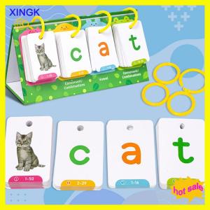 XINGK Kids CVC Words Flashcards Phonics Flip Chart Word Builder Sight Words Activity Learning Tool Speech Therapy Special Education