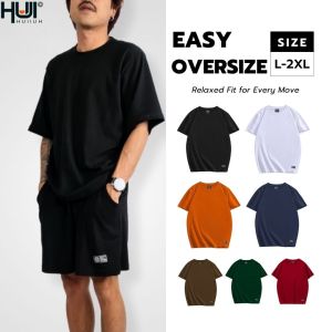 HUIIUH Oversize - เสื้อโอเวอร์ไซส์ L-2XL อก 42-52&quot ผ้ายูนิโคล่ ทรงสวย อยู่ทรง ไม่บาง ไม่ต้องรีด เสื้อยืดสีพื้น