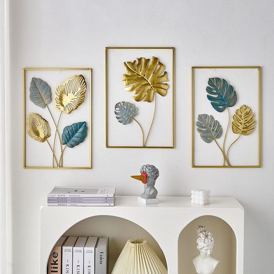 Dekorasi Dinding Hiasan Dinding Daun60X40 dengan Bingkai, Ornamen