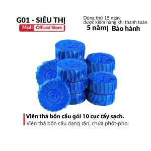 Viên thả bồn cầu toilet thơm gói 10 cục tẩy sạch mảng bám khử mùi hiệu quả diệt vi khuẩn an toàn tiện lợi