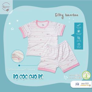 Bộ quần áo cộc tay cài vai kẻ sọc mới 2023 nhà Luxry cho bé từ 6 tháng đến 5 tuổi