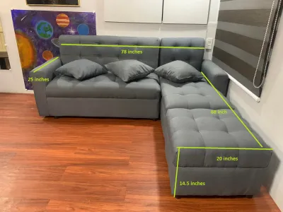 L SHAPE GREY FABRIC SOFA URATEX FOAM / COD ONLY !!!!