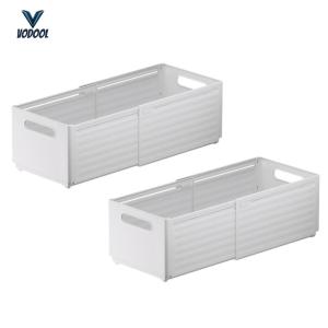 2 Pack Adjustable Expandable Storage Box with Handles Plastic Drawer Storage Box for Kitchen Office Supplies Study Room [Vodool Center]