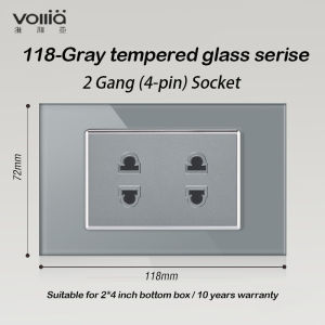 Vollia Gray 1/2/3/4 Gang 1/2 Way Wall Switch for Light Electrical Switch and Outlet Tempered Glass Panel Board for House 15amp Universal 3/6 Pin Plug Wall Outlet Socket with USB Modern Wall Light Switch Off/on Lamp 220V Dimming/Speed Switches with Ground