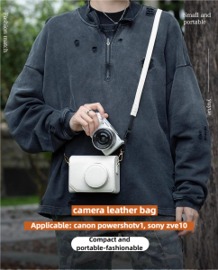 【NEW F】Camera Bag for Sony ZVE10 Leather Case Canon V1 Full Base PowerShot V1 Small Shoulder Bag