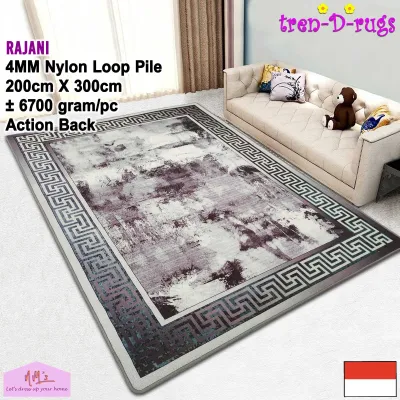 Tren-D-rugs Karpet eropa jumbo 200 cm x 300 cm permadani bulu motif digital print modern klasik retro aesthetic alas duduk lantai ruang tamu kamar tidur keluarga - NMs