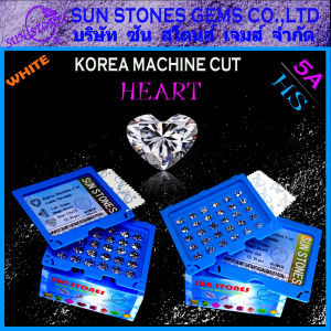 CZ HEART WHITE 5A เพรชรัสเซีย สีขาว รูปหัวใจ KOREA MACHINE CUT HEART WHITE