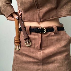 BESTITIT Thiết kế sang trọng Thắt lưng da lộn Cổ điển Đa năng Thắt lưng retro Thời trang Khóa cài Thắt lưng mờ Trang trí cho phụ nữ