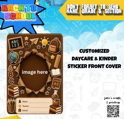 Personalized Daycare & Kindergarten Sticker Label Portfolio & Front Cover