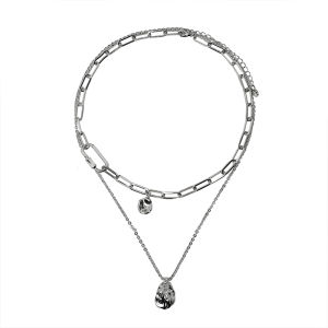 WANGXIY Stainless Steel Necklace for Women New Trend Double Layer Clavicle Chain