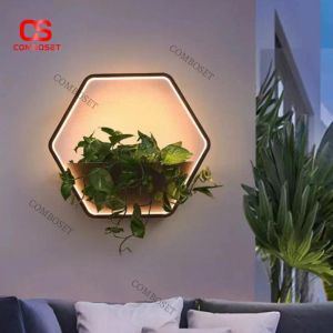 Đèn Tường Lục Giác Kết Hợp Kệ Cây Trang Trí Hiện Đại