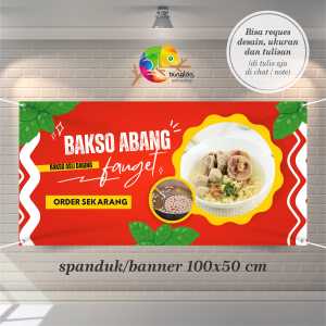 Cetak Spanduk Banner Merah Moderen Simpel Spanduk Jualan Bakso