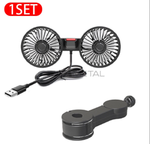 SEAMETAL Car Dual Head Hose Fan USB Rechargeable Air Cooling Fan 360 Degree Rotation Rear Seat Dual Fan Dashboard Backseat Truck