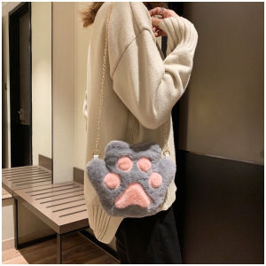 tas selempang kaki kucing buludru lembut tebal