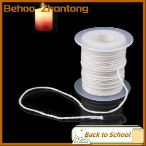 Behoo หลอดไส้เทียนผ้าฝ้ายถักเปีย61ม. แกนม้วนเก็บน้ำมันแบบไม่เป็นควันอุปกรณ์สำหรับน้ำมัน DIY