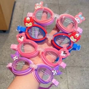 Kawaii Sanrio Kuromi My Melody Cinnamoroll Professional Swimming Goggles HD Waterproof Anti Fog Silicon Swimming Cap Water Swim Goggles Caps for Kids