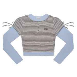 KINS 19 STUDIO | KINS Ribbon Sleeve Henley Top เสื้อแขนยาวคินส์ [KN143]