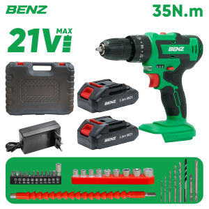 Máy Khoan 2 Chức Năng BENZ Lực Siết 35Nm tặng hộp linh kiện mũi vít khoan -  Máy Khoan Pin chuyên vít gỗ K600 xanh lá hiệu BENZ