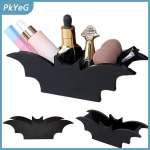 PkYeG Halloween Bat Trang Điểm Bàn Chải Chủ Gothic Bằng Gỗ Lưu Trữ Hộp Pha Lê Hiển Thị Chủ Mỹ Phẩm Trang Sức Lưu Trữ Khay Nhà Đảng