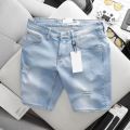 Quần Short Jean Nam slimfit ôm côn màu bạc xanh co giãn vnxk co cấp. 