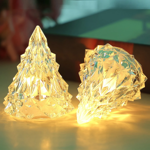 2 Pcs Christmas Crystal Night Light Ins Iceberg Ornament Romantic Ambiance Halloween Christmas Decor Candle Light