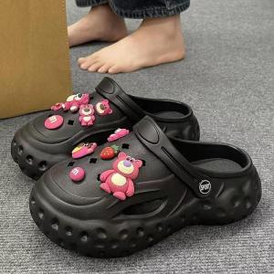 [Free Shipping] Cute Thick-Soled Womens High-Heeled Clogs New Detachable Design for Petite Women Height-Increasing Closed-Toe Outdoor Non-Slip Sandals for Women