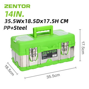 Zentor Deli 14/17/20-inch Tool Box Stainless Steel Toolbox Multifunctional Tools Storage Box【Free Ball End Hex Key Set】