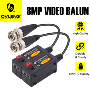 8MP Video Balun HD-CVI/TVI/AHD Passive with Power Connector and RJ45 CAT5 High Quality Durable & Sturdy (Black)