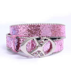 Y2K khóa hình sao vành đai màu hồng da đàn hồi ràng buộc tôn tạo Dây thắt lưng kim cương giả lấp lánh retro cô dâu phụ kiện trang trí