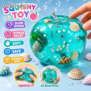 Ocean Shell Apple Squishy Toy Slow Rebound Squeeze Glitter Conch Star Stress Relief Fidget Toy