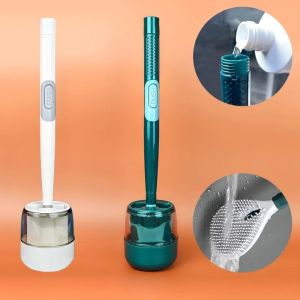 Hydraulic Toilet Brush Tongue-Type Silicone Soft Brush Head Punch-Free Long Handle Cleaning Brush Bathroom Accessories Set