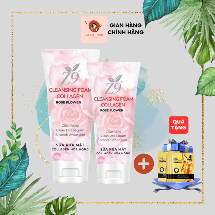 [CHÍNH HÃNG] Sữa rửa mặt Collagen hương hoa hồng dưỡng trắng da, se ...