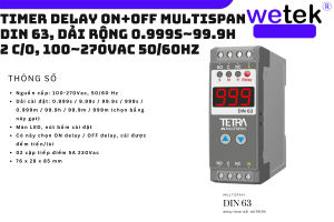 Rơ le Multispan DIN-63 timer hẹn giờ on off delay màn LED dải siêu rộng 0.999s tới 999h siêu chính xác bền bỉ BH