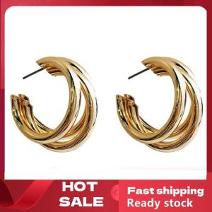 🚚【Local Express Delivery】🚚 1Pair Minimal Design Metal Exaggerated Geometric Ear Stud Earrings For Women Girls Fashion Temperament Jewelry Party Simple Accessories