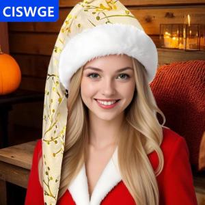 [COD] CISWGE AUTOPARTS Mô hình sang trọng Mũ Giáng sinh với lông dài TRIM Giáng sinh trang trí mũ trang trí lễ hội