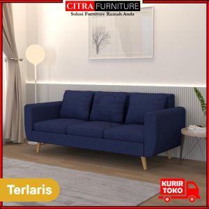 Sofa Minimalis 3 Dudukan Seater Retro|Scandinavian|Vintage|Mocca