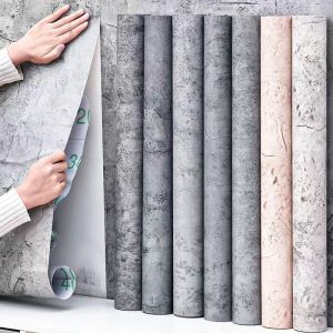 60cmX3m Concrete Wallpaper Waterproof Self-Adhesive Wallpaper Cement Gray Wall Paper Kitchen Bathroom Furniture Decor